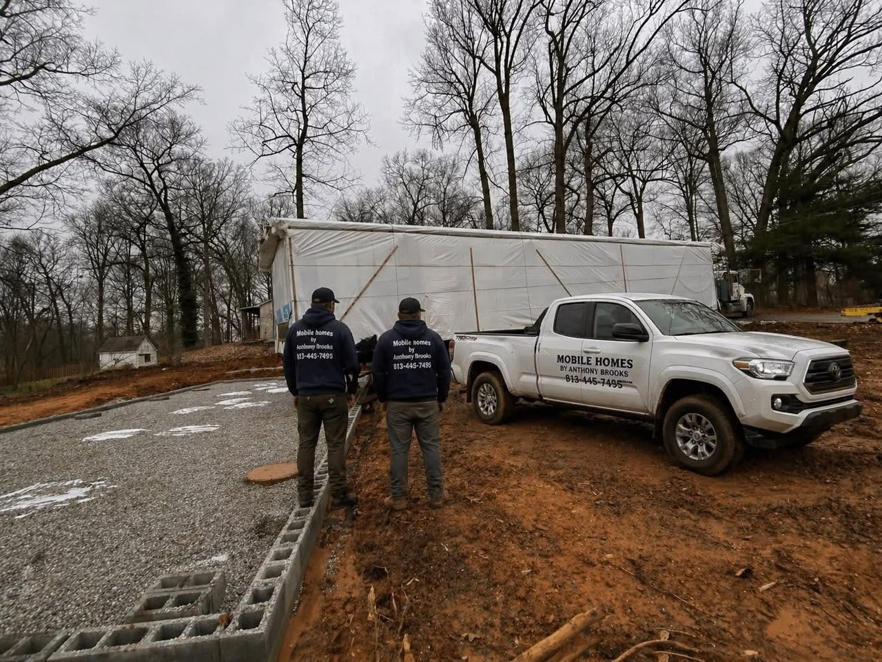 Compacted gravel pad ready for manufactured home placement