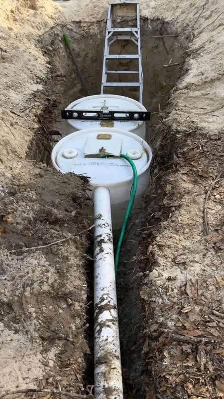 Utility staking on a prepared mobile home lot
